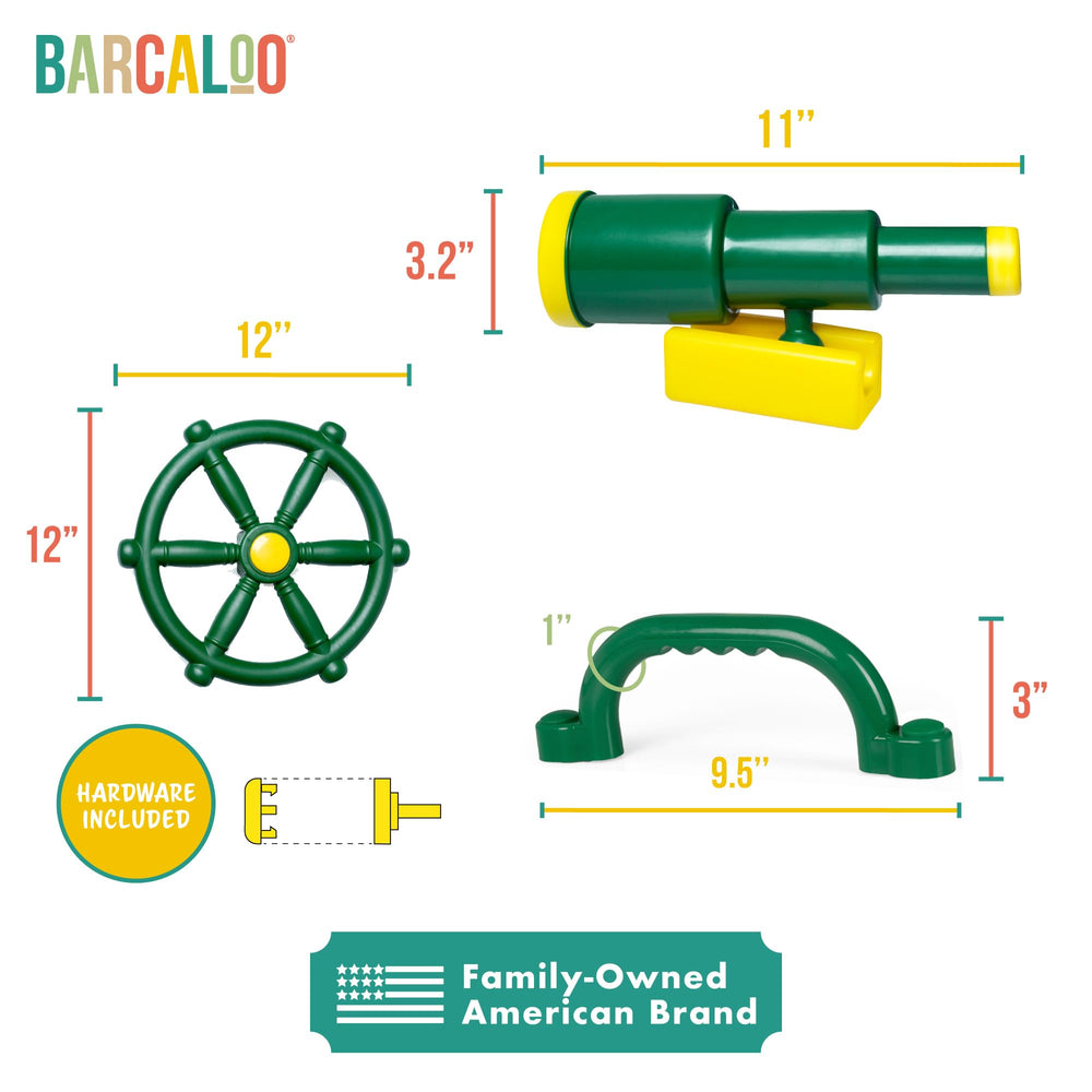 Barcaloo ship steering wheel for interactive ship-themed adventures.