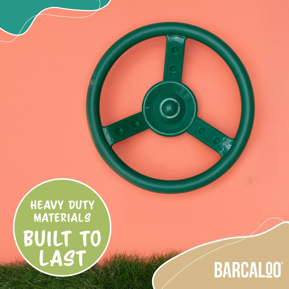 Barcaloo steering wheel with screws and caps included for easy assembly.