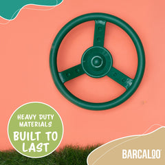 Barcaloo steering wheel with screws and caps included for easy assembly.