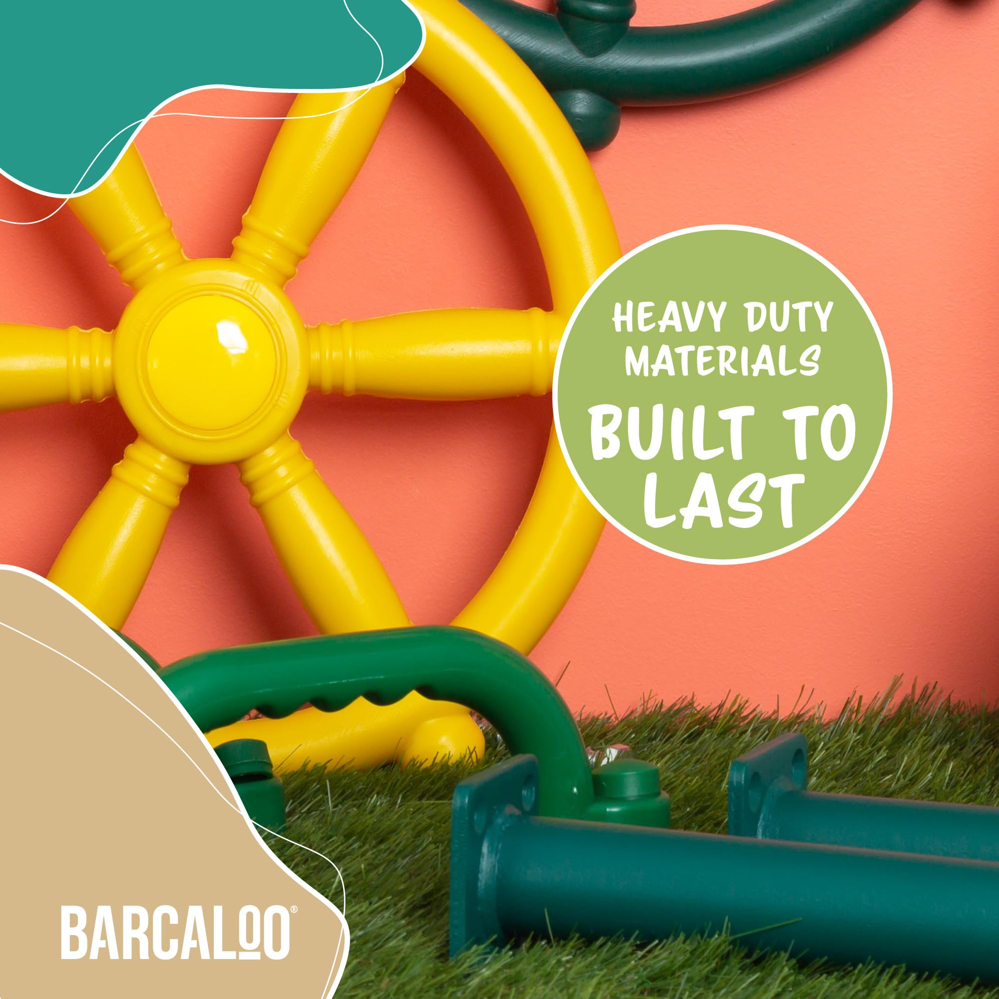 Barcaloo monkey bars with textured grips to help kids stay secure during playtime