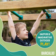 Barcaloo green powder coat resists weather and keeps bright color on playground hardware
