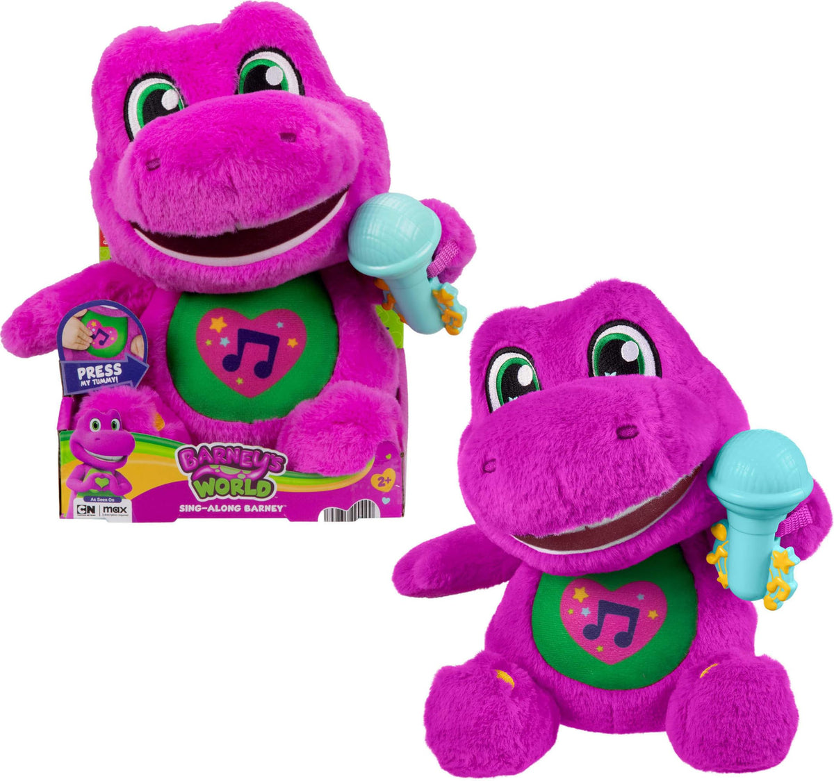 Barney’s World singing-belly plush invites imaginative play and sing-along.