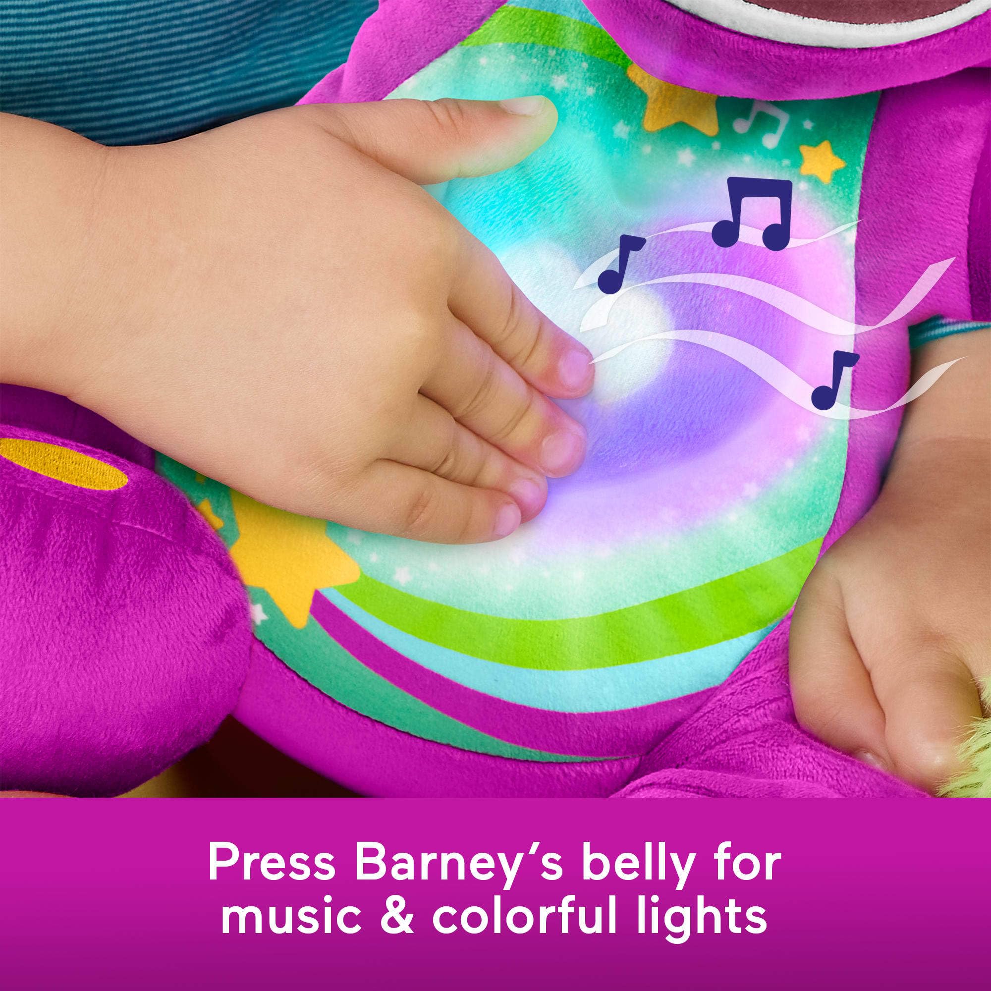 Barney's World Heart Glow sings along with the beat on demand.