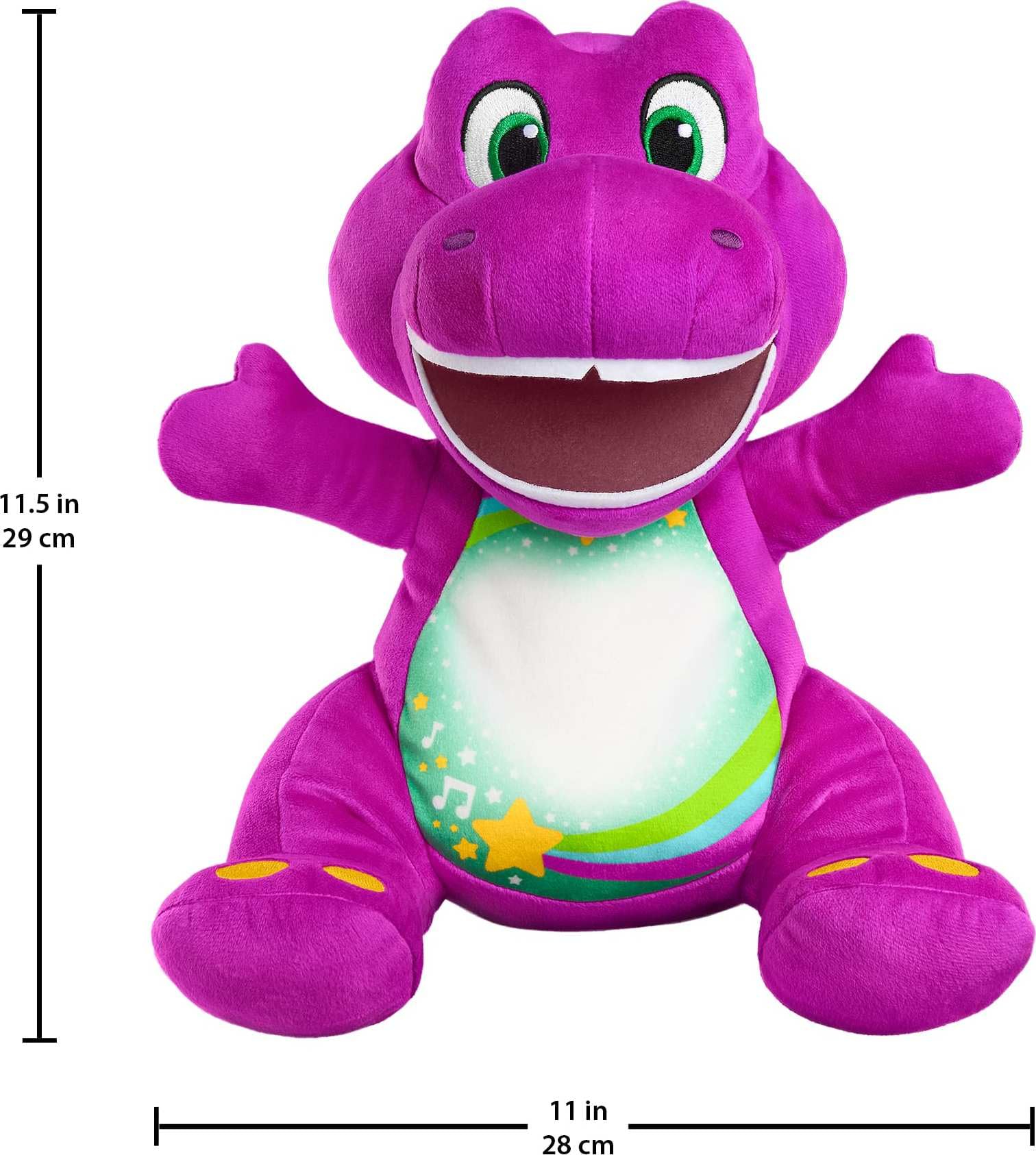 Barney's World Heart Glow is a soft 11.5-inch companion for playtime.
