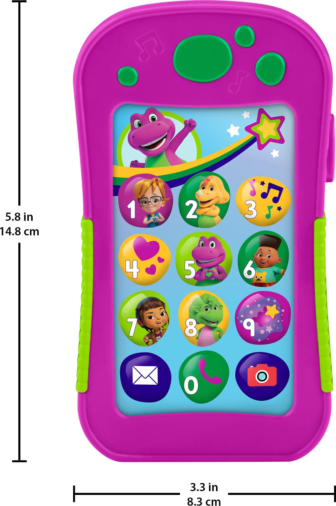 Barney's Hey Barney Phone's sturdy design supports durable, hands-on play.