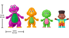 Four friends from Barney's World Hey Friends pack inspire collaborative play.