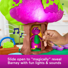 Barney's World garden hose activates a veggie grow scene for pretend cooking.