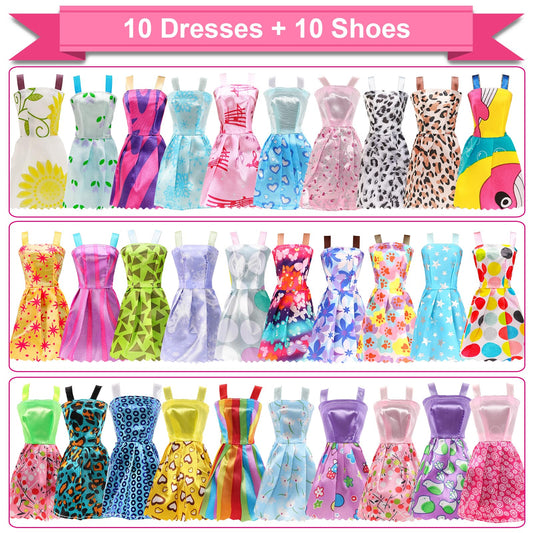 BARWA 10 party dresses for 11.5-inch dolls for stylish events