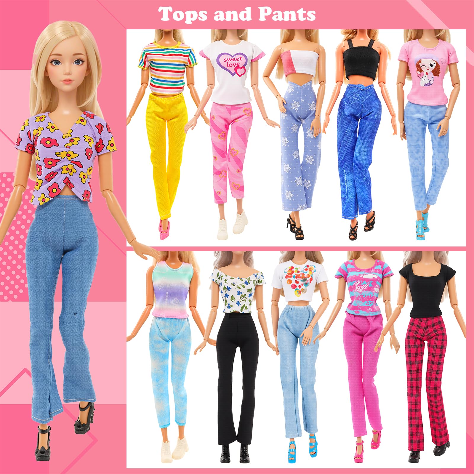 BARWA 11.5 inch doll hangers and shoes for organized wardrobe play
