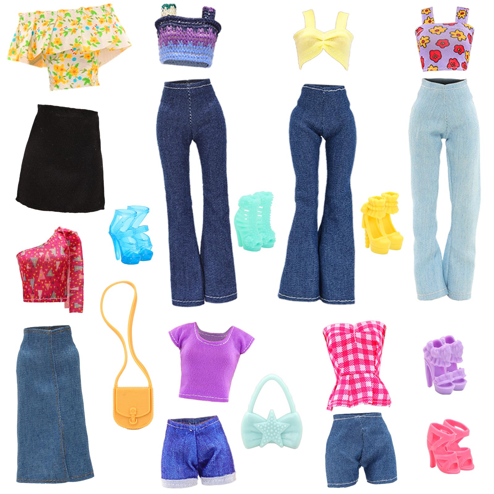 BARWA 17-piece floral skirt outfit for imaginative play and stylish doll dressing.