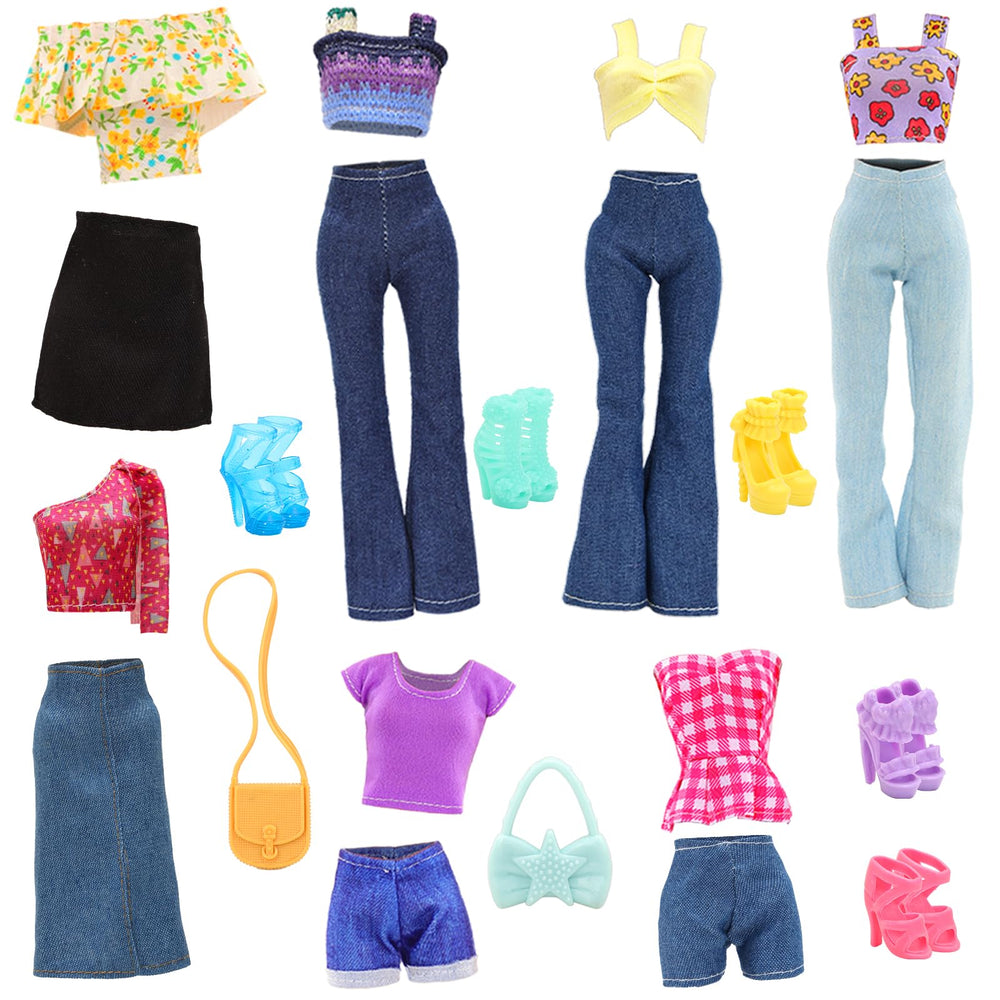 BARWA 17-piece floral skirt outfit for imaginative play and stylish doll dressing.