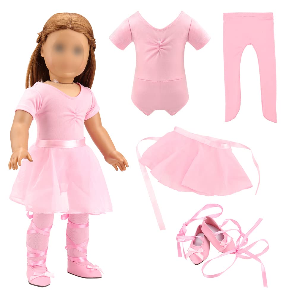 Barwa 18-inch doll ballet leotard pink for easy dressing and playtime
