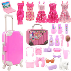 BARWA 32-Pcs Doll Travel Luggage for 11.5-inch dolls, keeps play organized