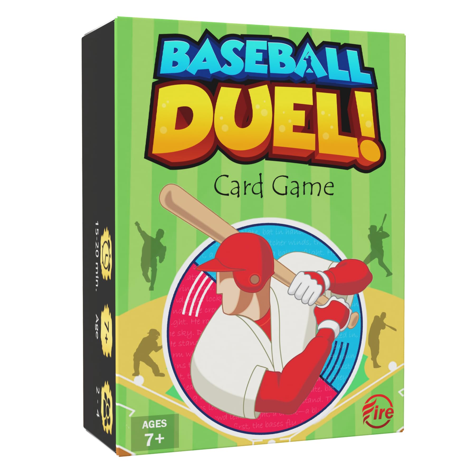 BASEBALL DUEL! box front – vibrant packaging for family game night.