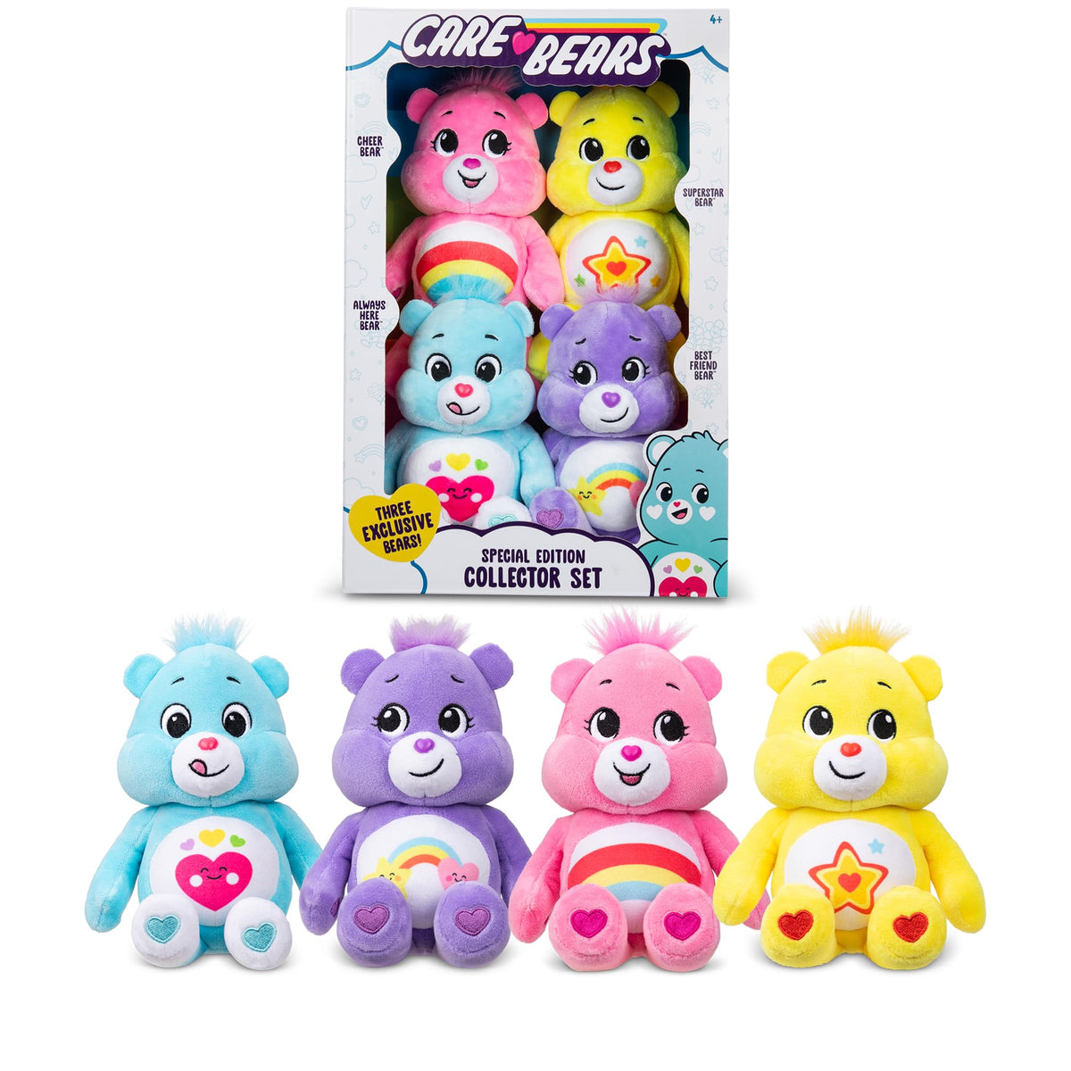 Basic Fun Care Bears Treasure Chest Beanie Set of 4 characters for cuddly play