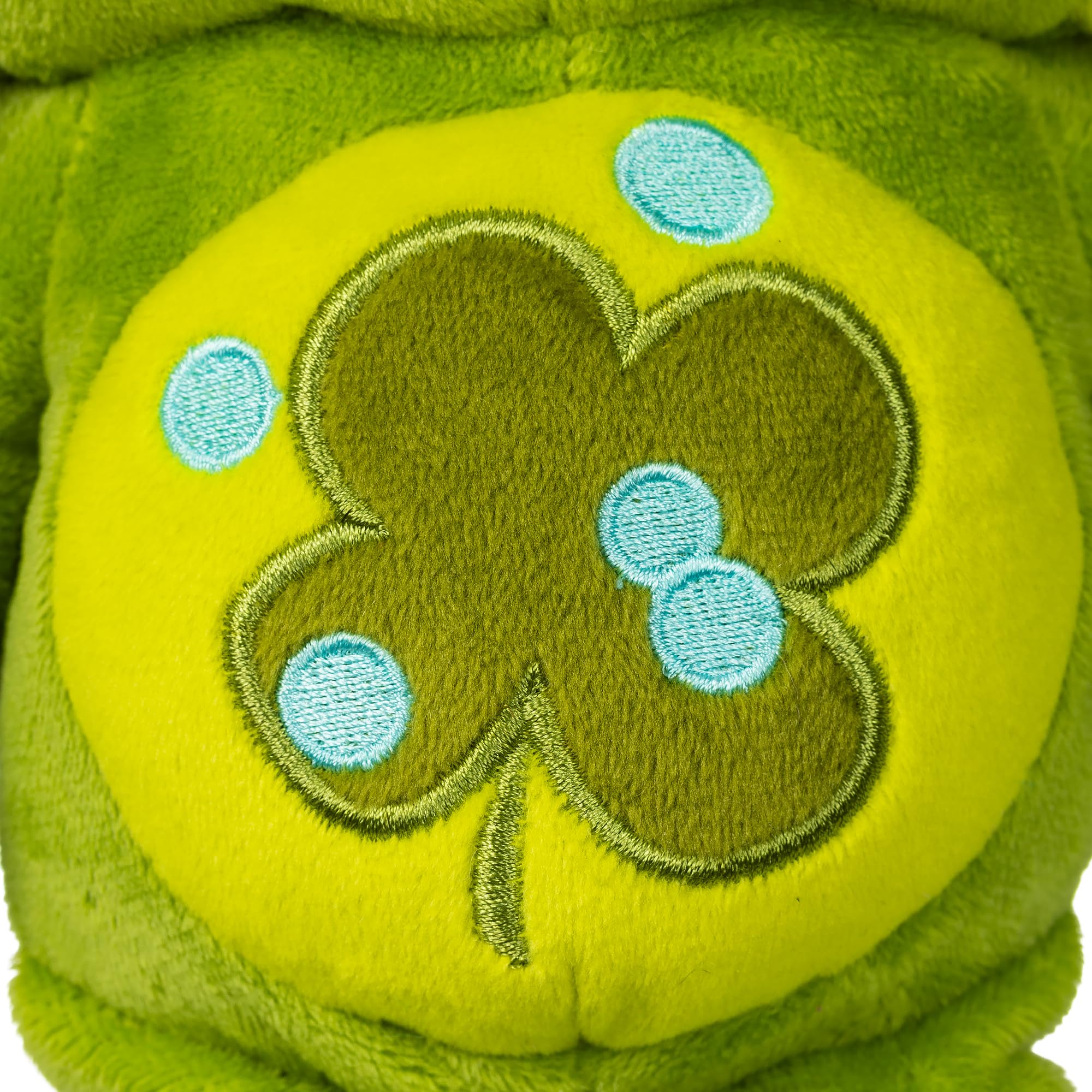 Basic Fun Grumpy Bear as Frankenstein's Monster side-view emphasizes soft texture with spooky appeal