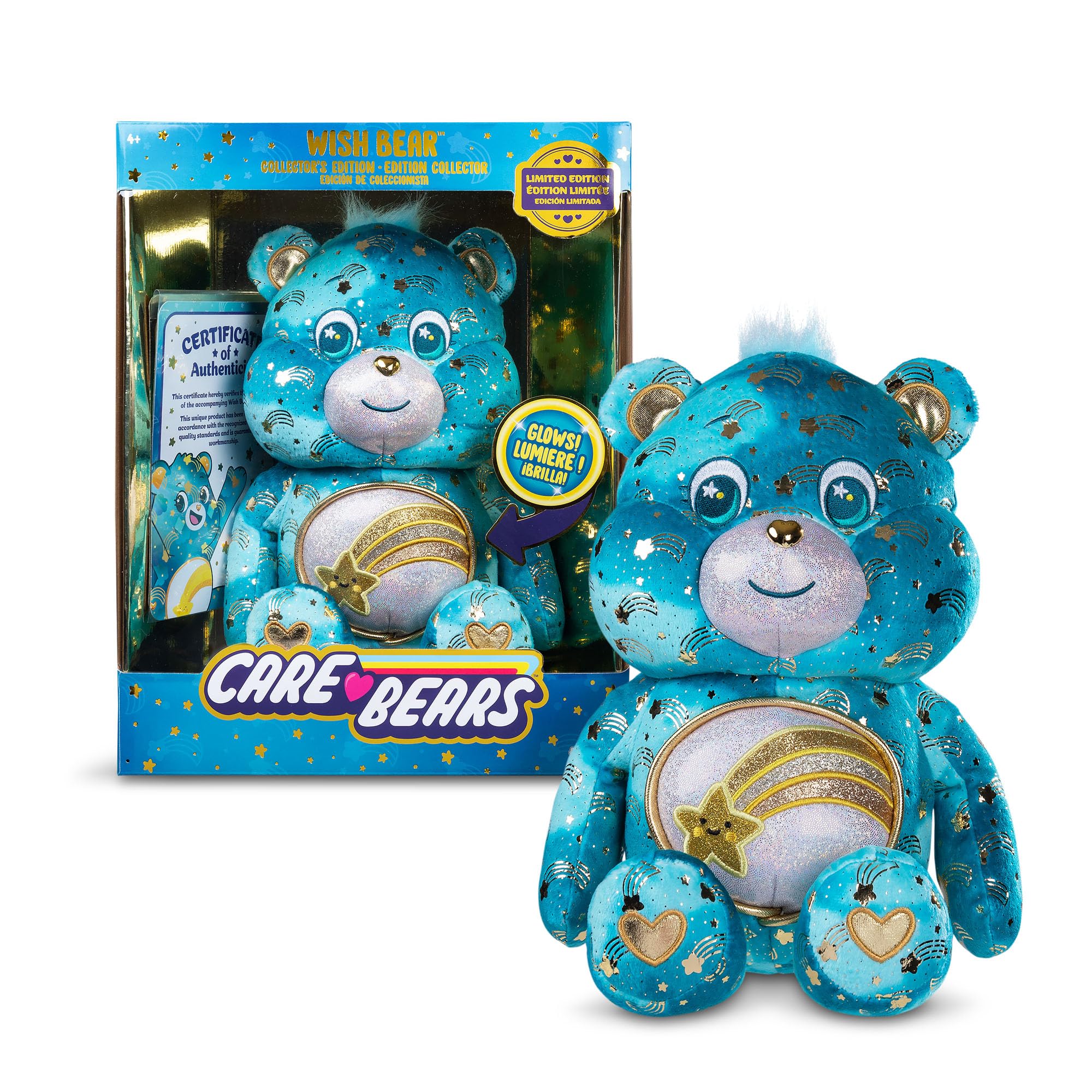 Basic Fun Wish Bear glow tummy lights softly for bedtime comfort