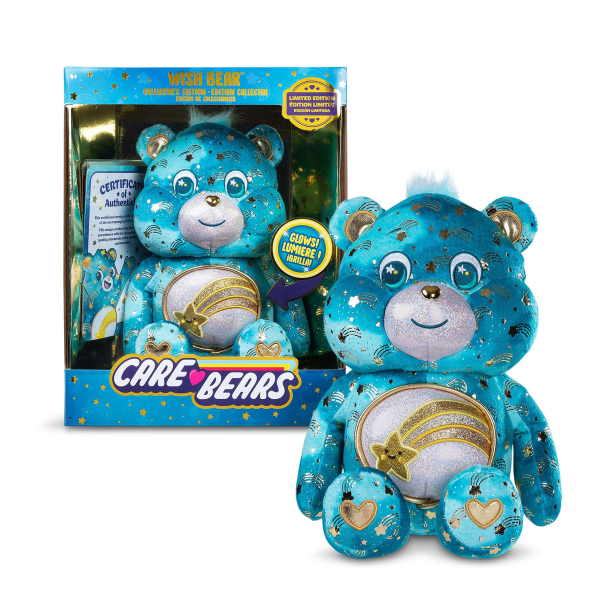 Basic Fun Wish Bear glow tummy lights softly for bedtime comfort