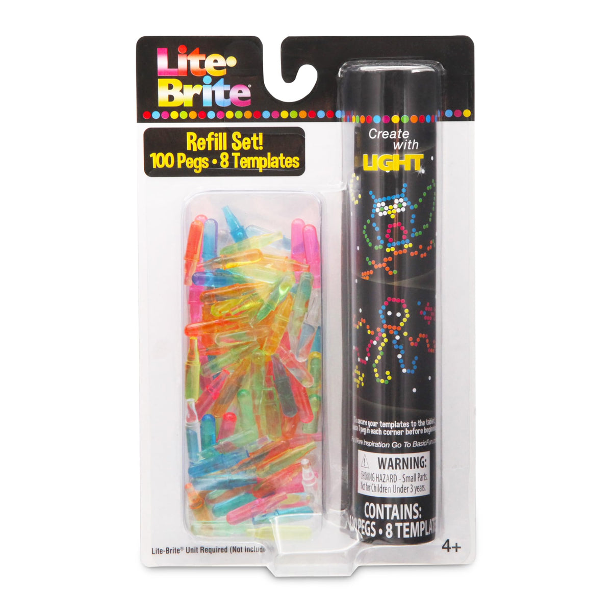 Basic Fun Lite-Brite 100 colorful pegs brighten creative play for kids.