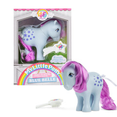 Basic Fun My Little Pony Blue Belle 40th anniversary figure with long, brushable mane.