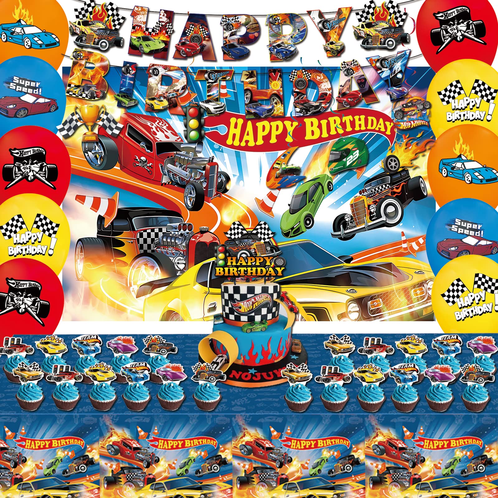 BASICF hot car birthday banner for bold decor and quick setup.