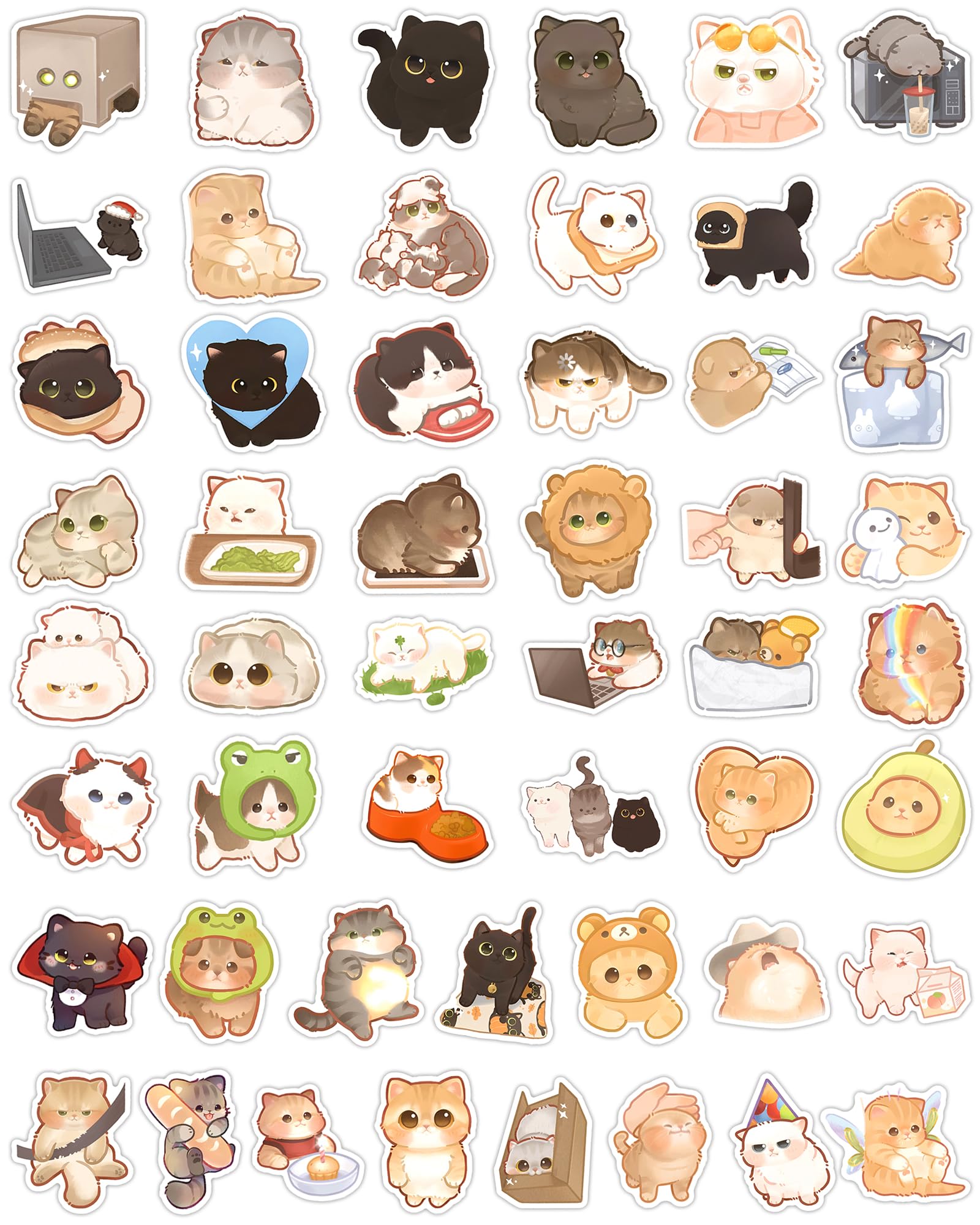 Baslaky kawaii cat stickers decorate a laptop with playful designs that resist wear.