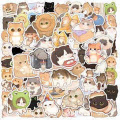 Baslaky cute cat stickers on a water bottle show vibrant colors and waterproof durability.