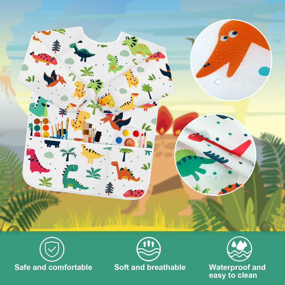 Lightweight pongee-based smock protects clothes during painting and crafts.