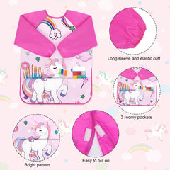 Bassion Kids Art Smock elastic cuffs keep sleeves in place during activity.
