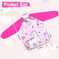 Bassion Kids Art Smock with pongee fabric waterproof keeps clothes clean during crafts.