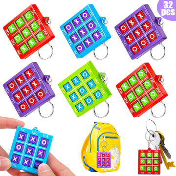 Basytodio 32pcs tic tac toe keychains in bright colors, ideal party favors