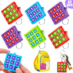 Basytodio 32pcs tic tac toe keychains in bright colors, ideal party favors
