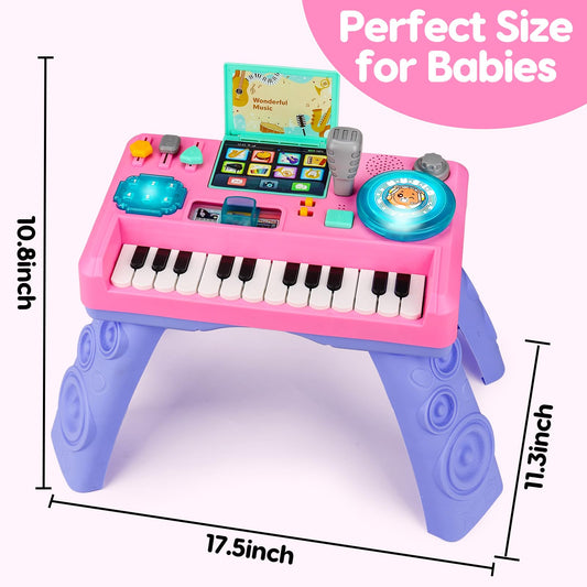 Basytodio Baby DJ Table showcasing 24 piano keys for hands-on learning