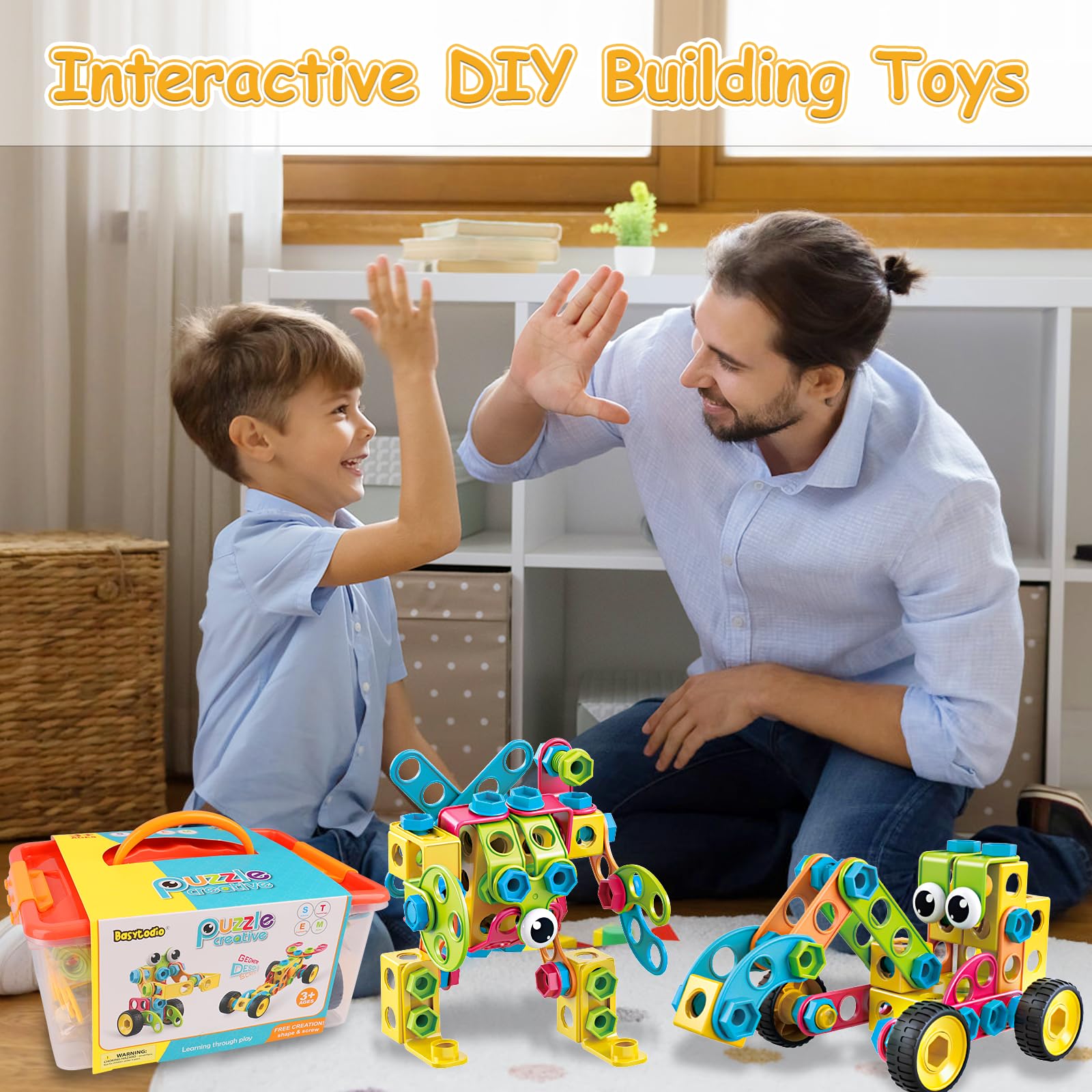 Basytodio 199PCS crane model showcases scalable building ideas for teamwork.