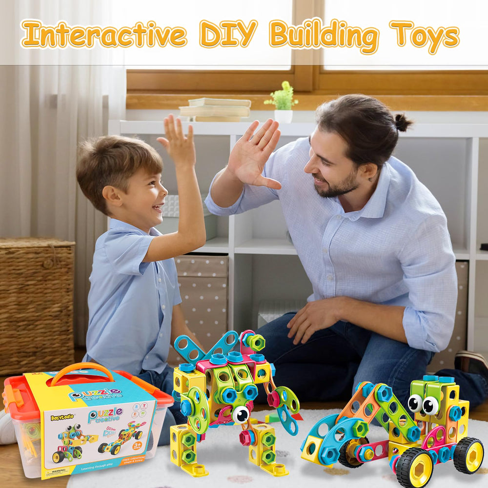 Basytodio 199PCS crane model showcases scalable building ideas for teamwork.