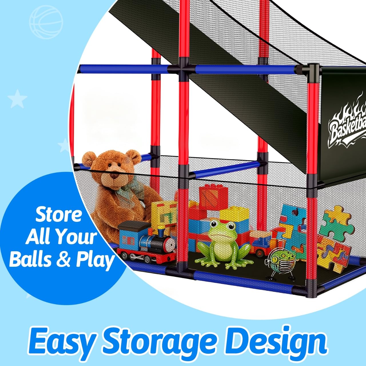 Basytodio easy-assembly and compact storage for parties.
