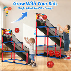 Basytodio height-adjustable hoop grows with kids for lasting use.