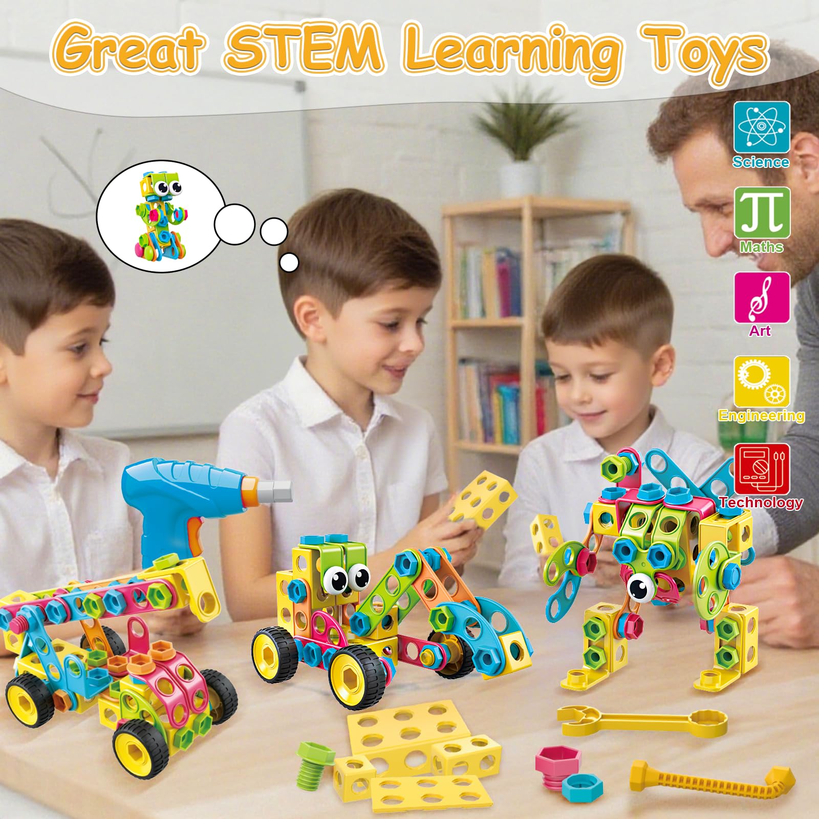 Basytodio 199PCS helicopter model promotes spatial thinking during playtime construction.