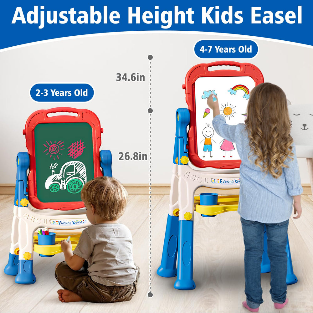 Basytodio Kids Easel features 360-degree rotation for flexible, kid-friendly use.