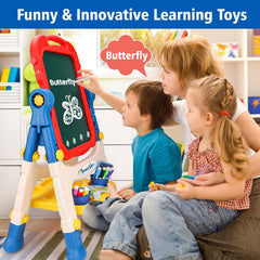 Basytodio Kids Easel is easy to assemble and height-adjustable for growing children.