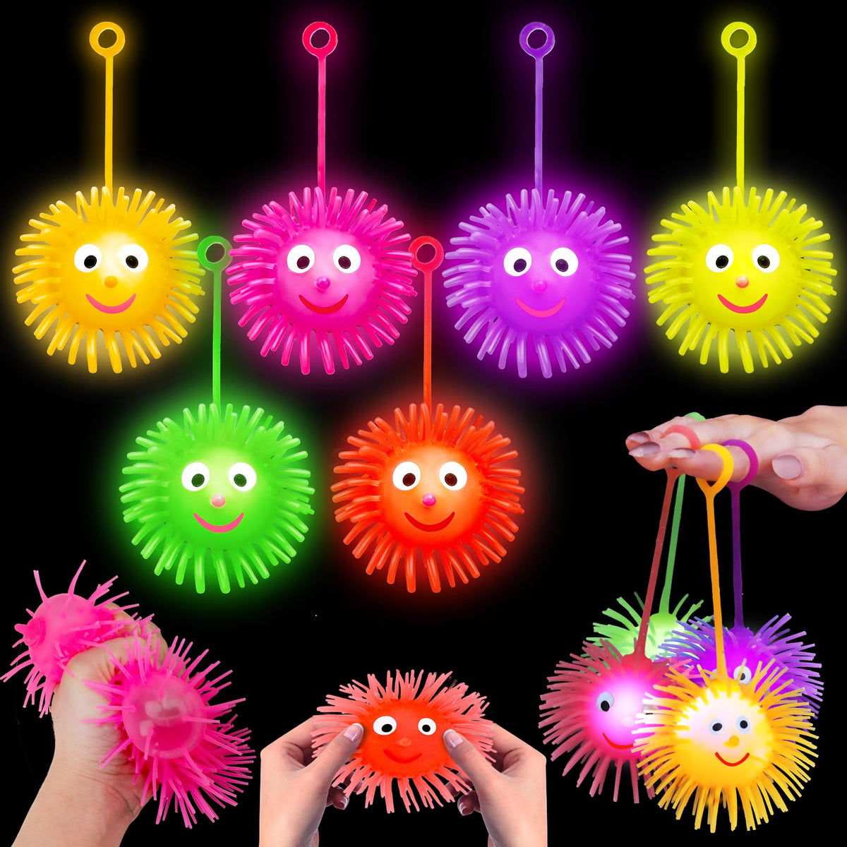Basytodio light up ball with hedgehog silicone surface for party play and tactile fun