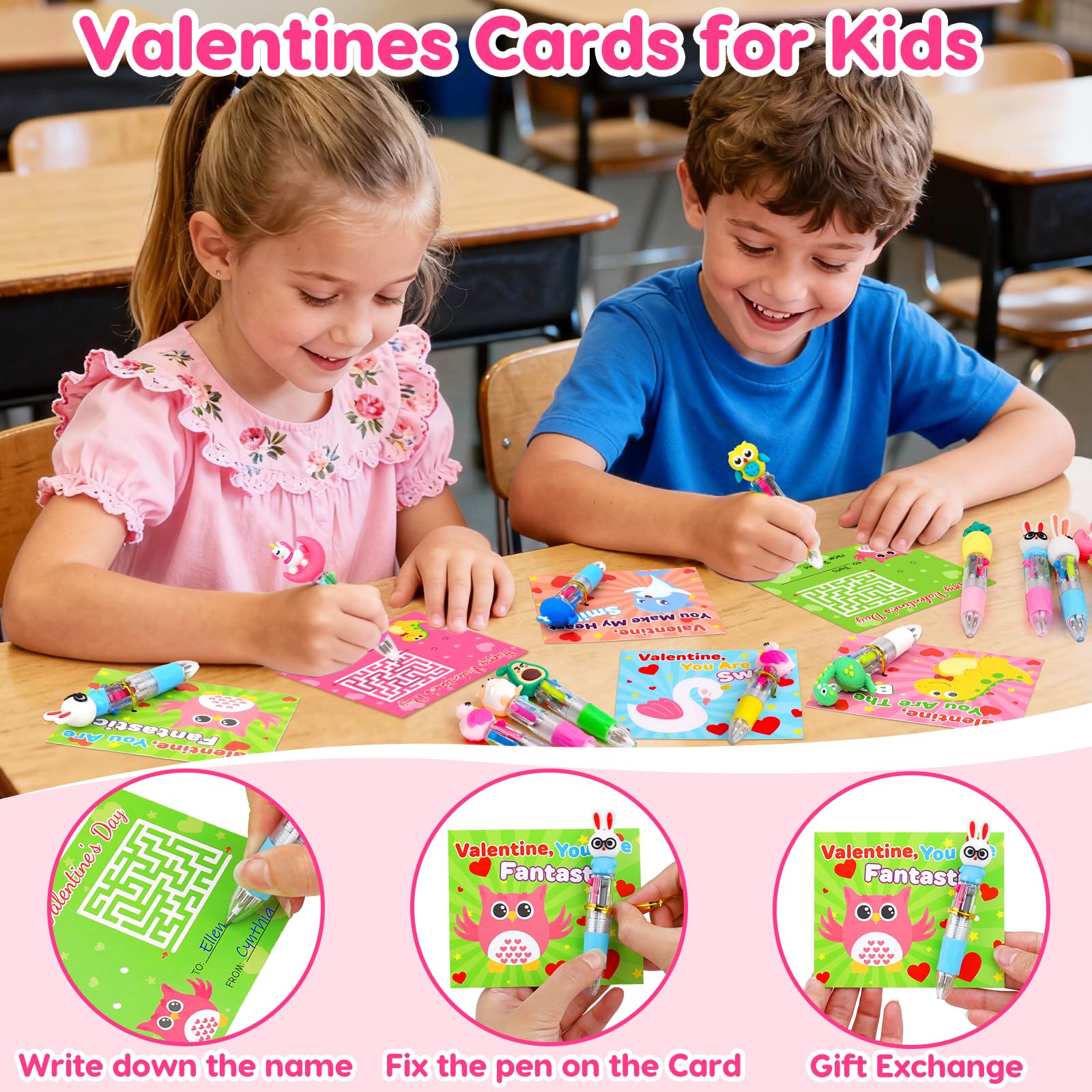 Basytodio valentines pens 4-color ink set for colorful writing