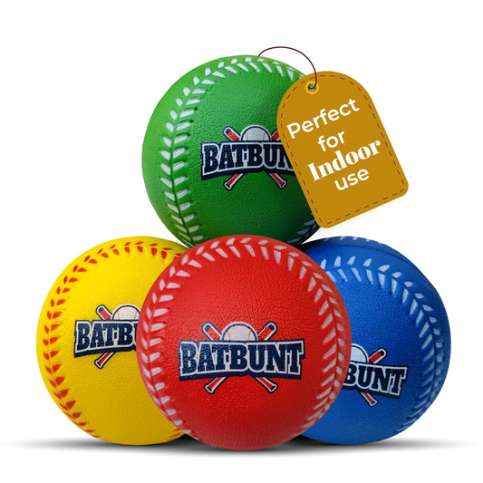 BATBUNT foam baseball red front view for indoor safe practice.
