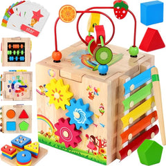 Batlofty 8-in-1 wooden cube with multi-sides for versatile play and coordination