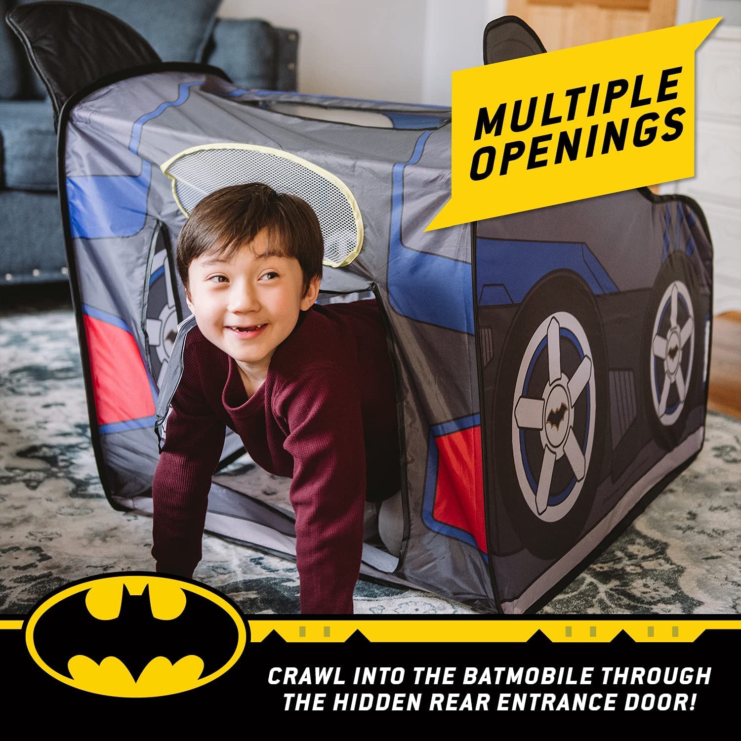 Batman Batmobile tent durable stitching ensuring lasting play sessions