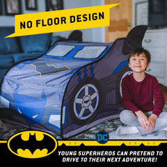 Batman Batmobile tent pop-up assembly highlighting tool-free setup