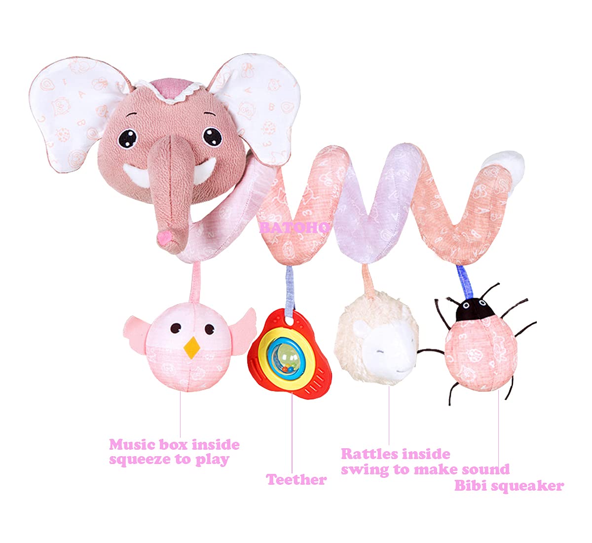 BATOHO sheep rattle promotes tactile exploration with soft textures for little hands