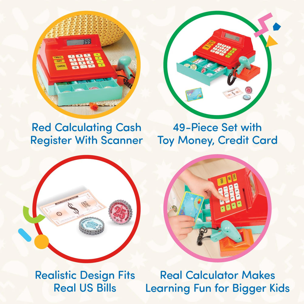 Battat cash register coins and bills tray for authentic money handling.