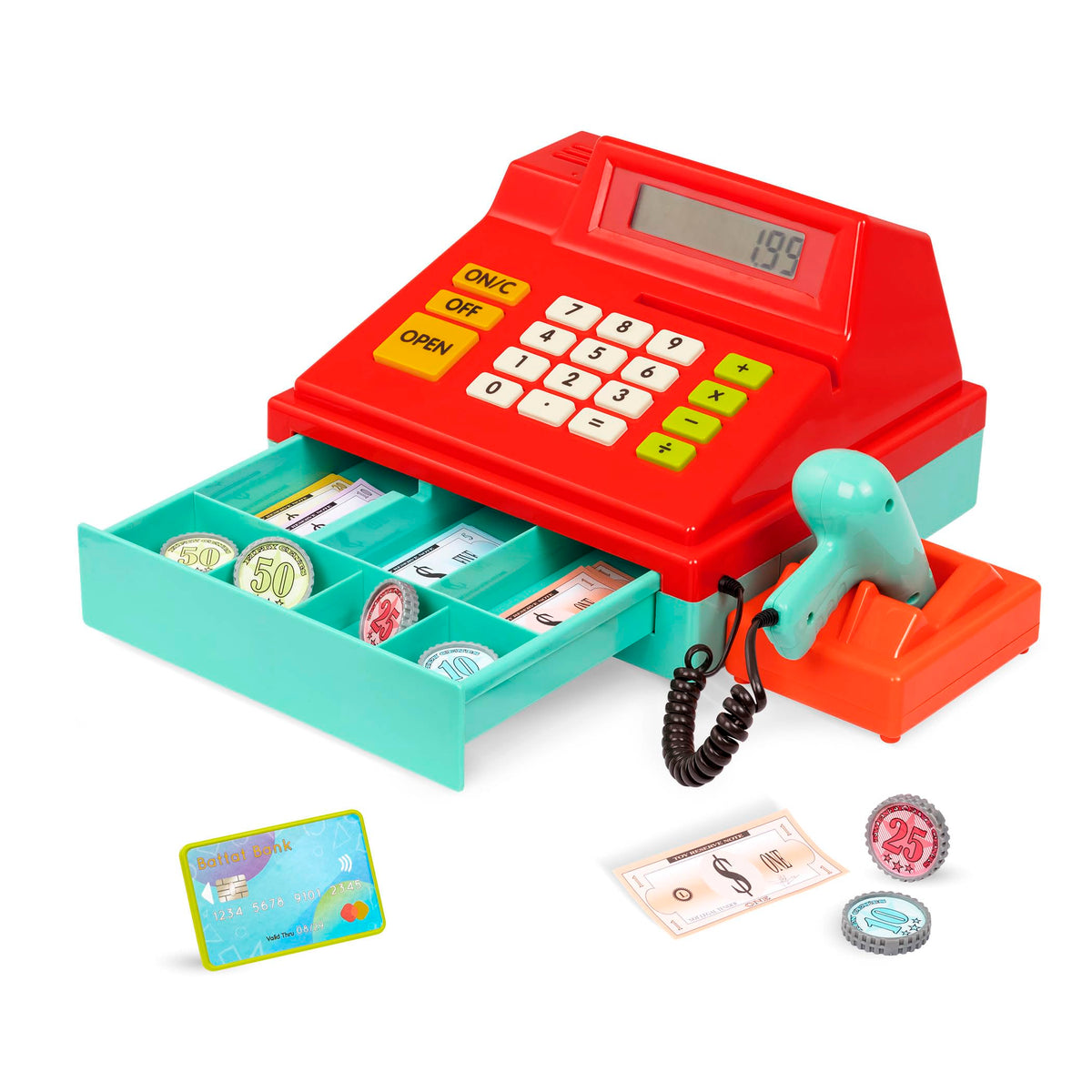 Battat cash register with scanner: beeping scan for authentic pretend shopping.