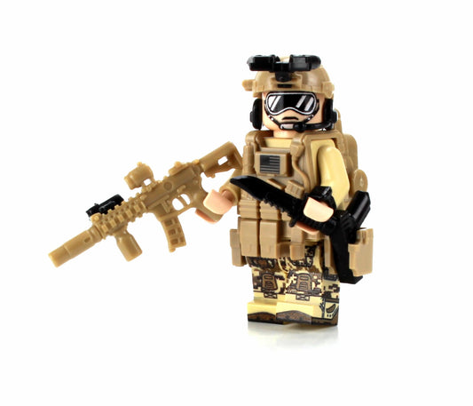 Battle Brick Seal Team Six commando figure front view with authentic detailing for display.